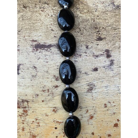 Doug Paulus Sterling and Black Onyx Necklace with Sterling Pendant Vintage - Picture 4 of 7